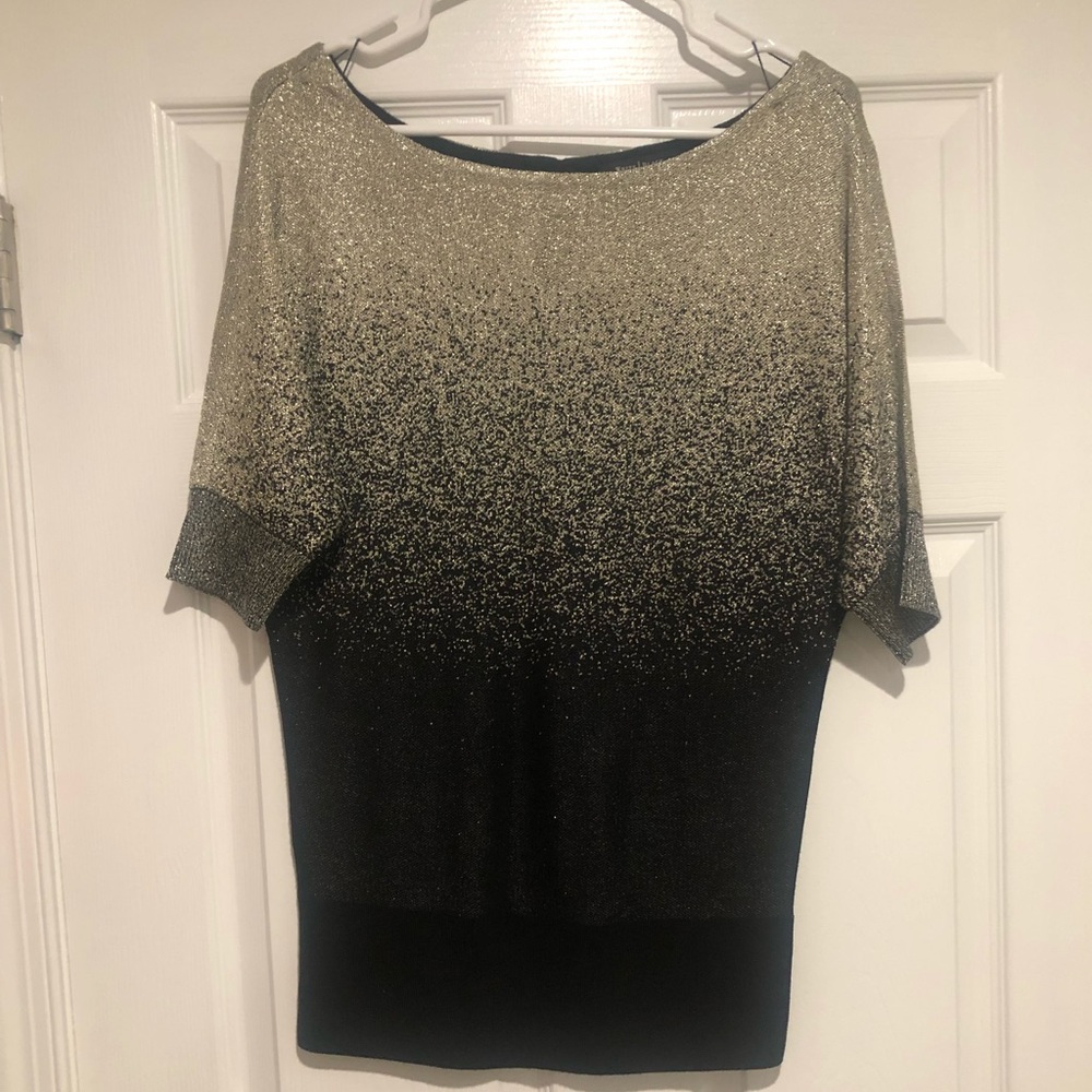 WHBM  Black/Gold metallic ombré sweater